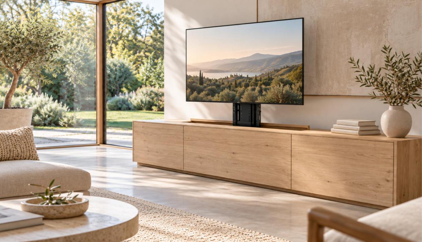 Téléviseur sorti du meuble