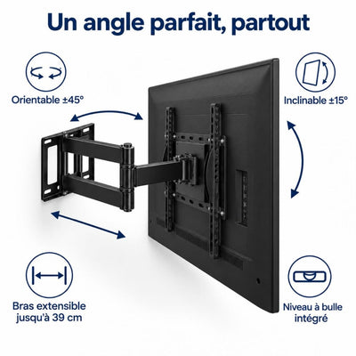 Support TV mural orientable et inclinable à double bras [TV 32''-65'']